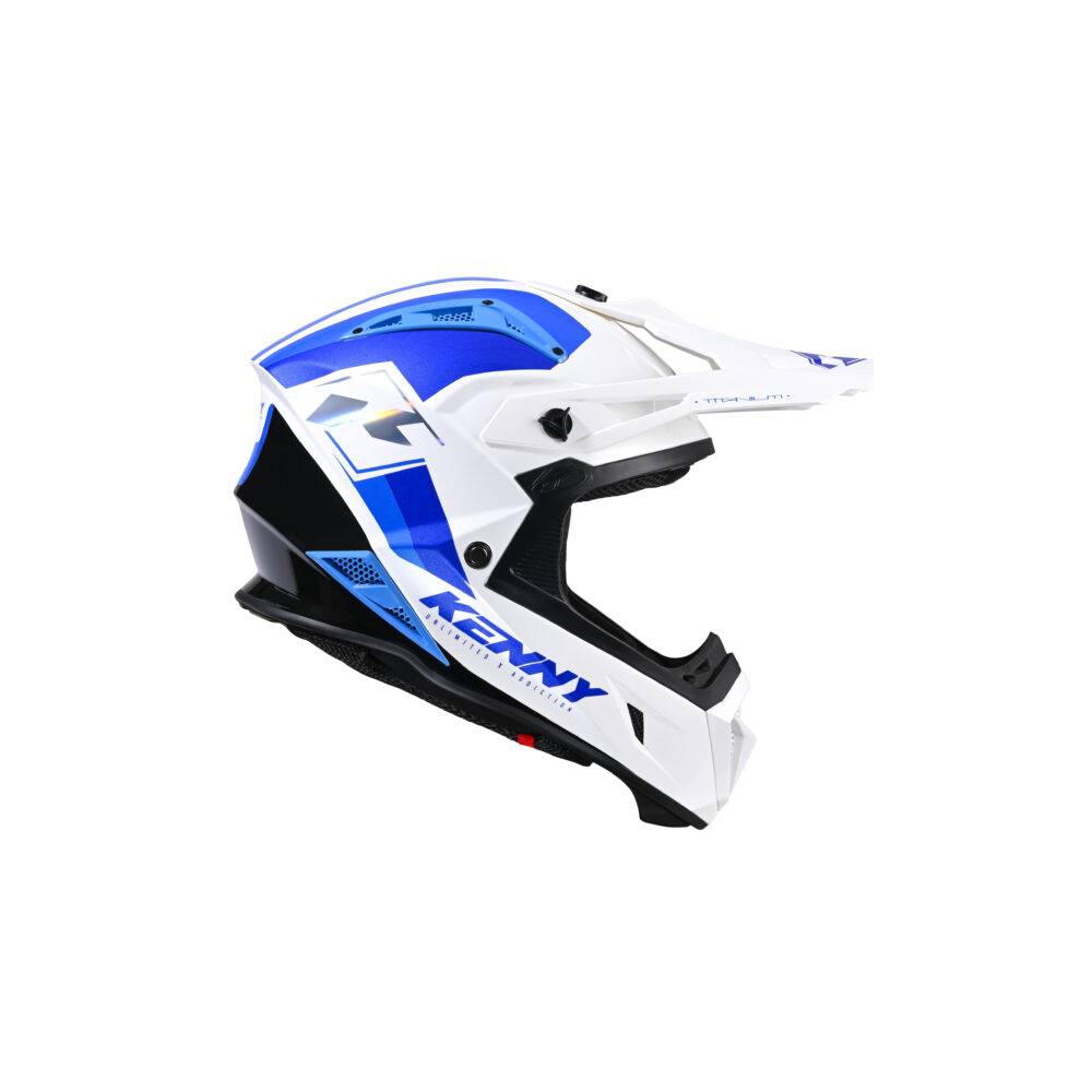 CASQUE KENNY TITANIUM GRAPHIC BLANC BLEU Casques Moto Tout Terrain