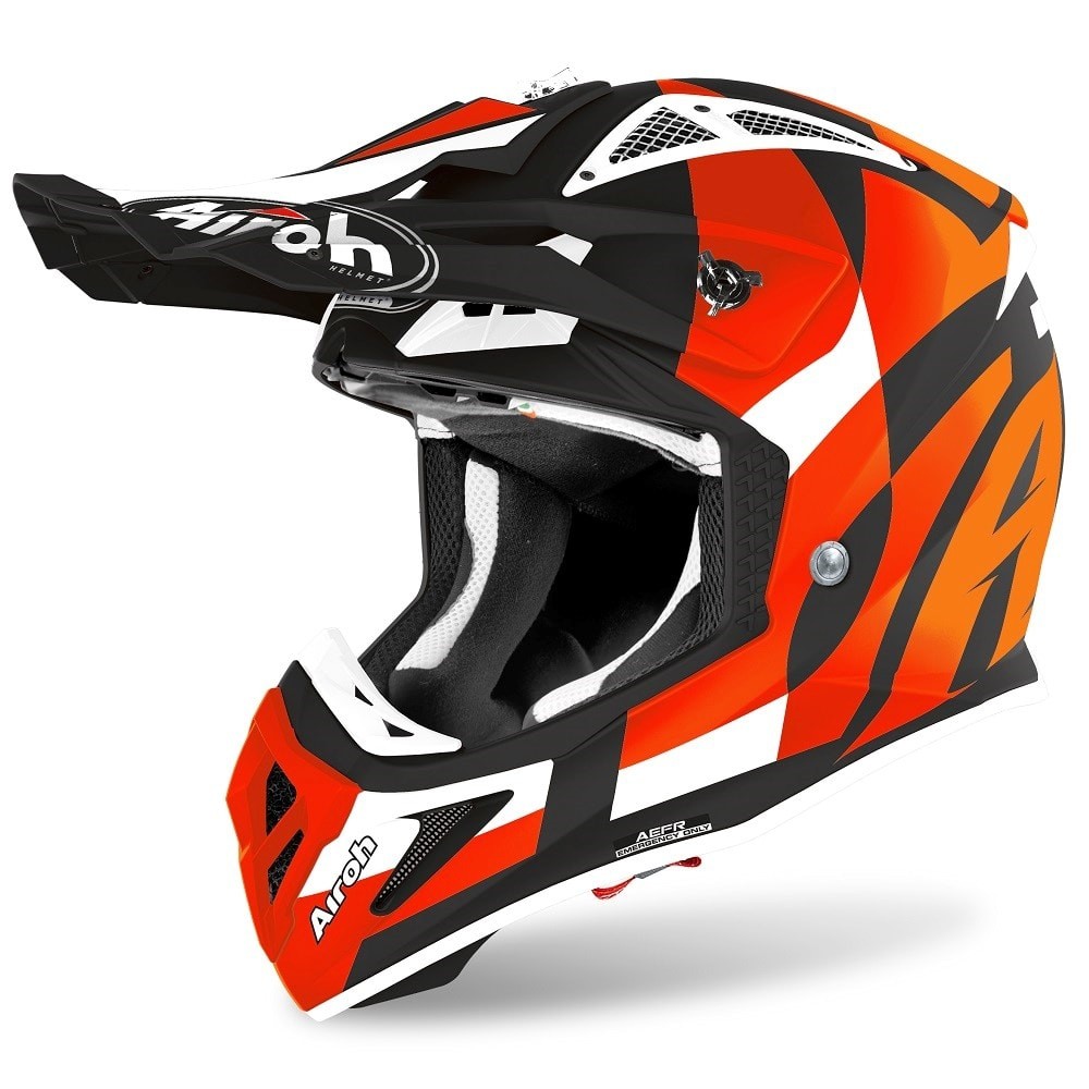 Casque Airoh Aviator Ace Trick Orange Mat Casques Moto Tout Terrain